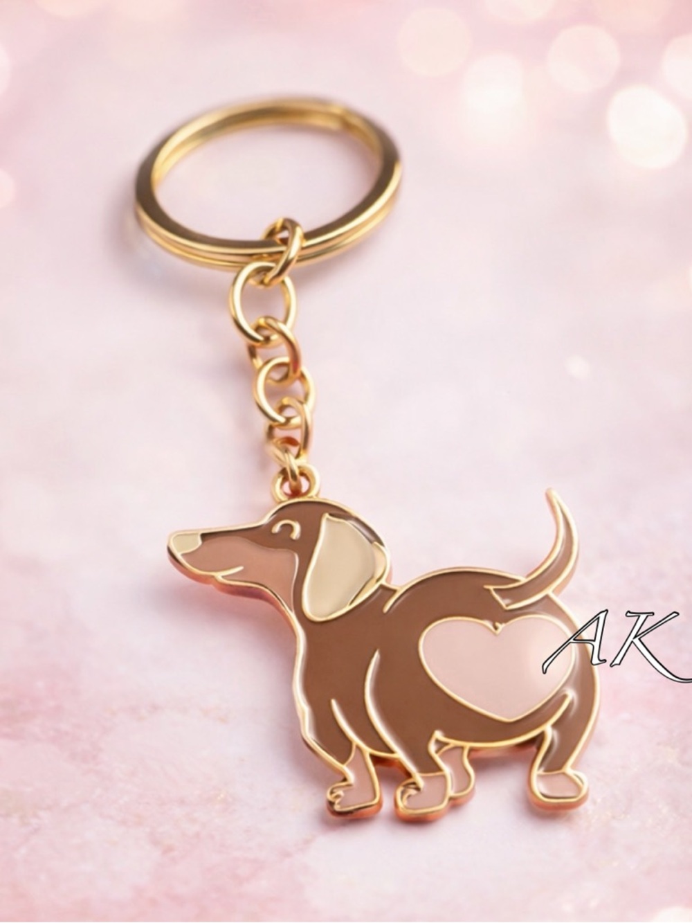 Dachshund Keychain w/ Heart Accent 🐾 Doxie Wiener